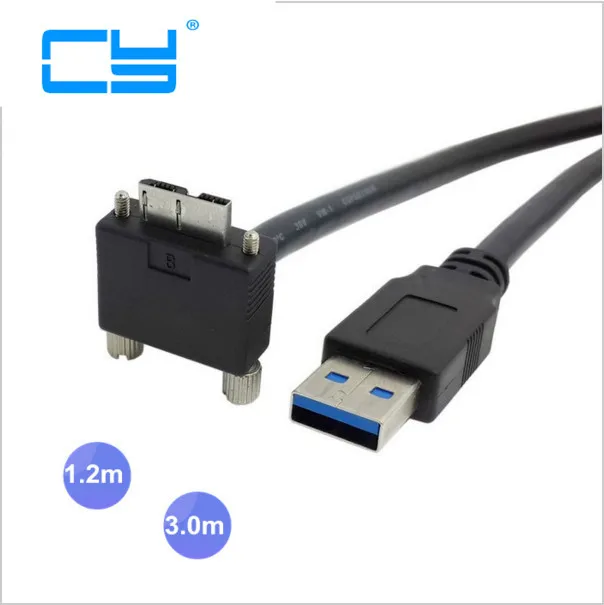 

90 Degree Right Angled Micro B USB 3.0 Screw Mount to USB 3.0 USB3.0 A Type Male Data cable 1.2m 3m 4ft 10ft 120cm 300cm