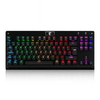 شراءZ77 TKL الميكانيكية لوحة مفاتيح الألعاب RGB الخلفية 88 مفاتيح مكافحة الظلال الأزرق مفاتيح الألومنيوم تخطيط لوحة المفاتيح الألمانية ، أسود