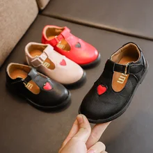 Демисезонный Т-образным ремешком обувь для девочек из искусственной кожи обувь для мальчиков детей Туфли без каблуков из искусственной кожи Сердце Дизайнерская обувь для одежда для малышей MCH054