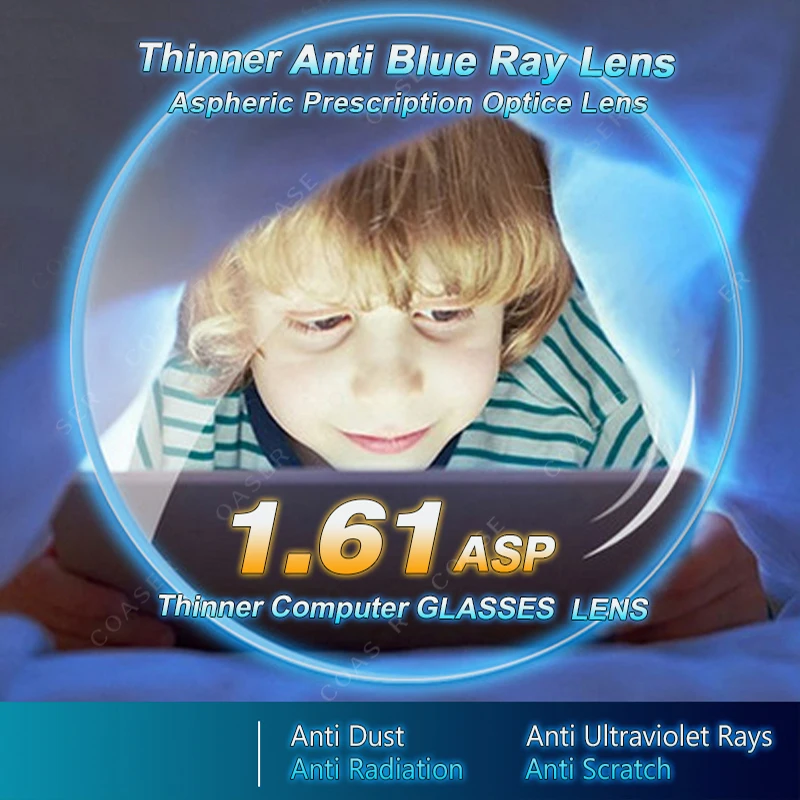 1.61 ASP Anti Blue Ray Lens Myopia Presbyopia Prescription Optical
