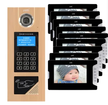 

XinSiLu Visual building intercom system doorbell 7" Video Door Phone w/t Inductive and Password Unlocking for 9-apartments