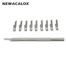 NEWACALOX 12pcs Metal Knife Precision Blades Sculpting Tool Cutter Graver Wood Carving Crafts Multi-function DIY Films Scribing