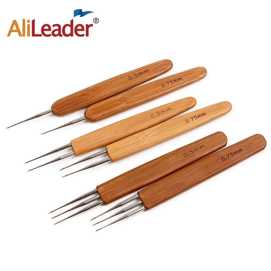 AliLeader дешевые 0,75 мм/0,5 мм 3 шт. бамбуковый вязальный крючок спицы алюминиевый крючок дредовый крючок Инструменты для укладки человеческих волос