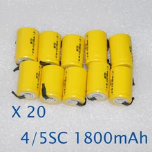 20 шт 1,2 V 4/5SC Ni-MH батарея 1800mah 4/5 SC перезаряжаемая nimh ячейка со сварочными штырьками для пылесоса электрическая дрель