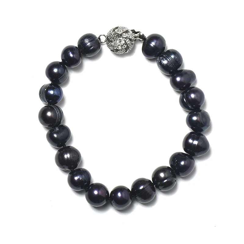 

Wholesale 9-10mm Freshwater Natural Black Pearls Making Craft Supply Bracelet 7.5inch For Elegant Female Girls H495