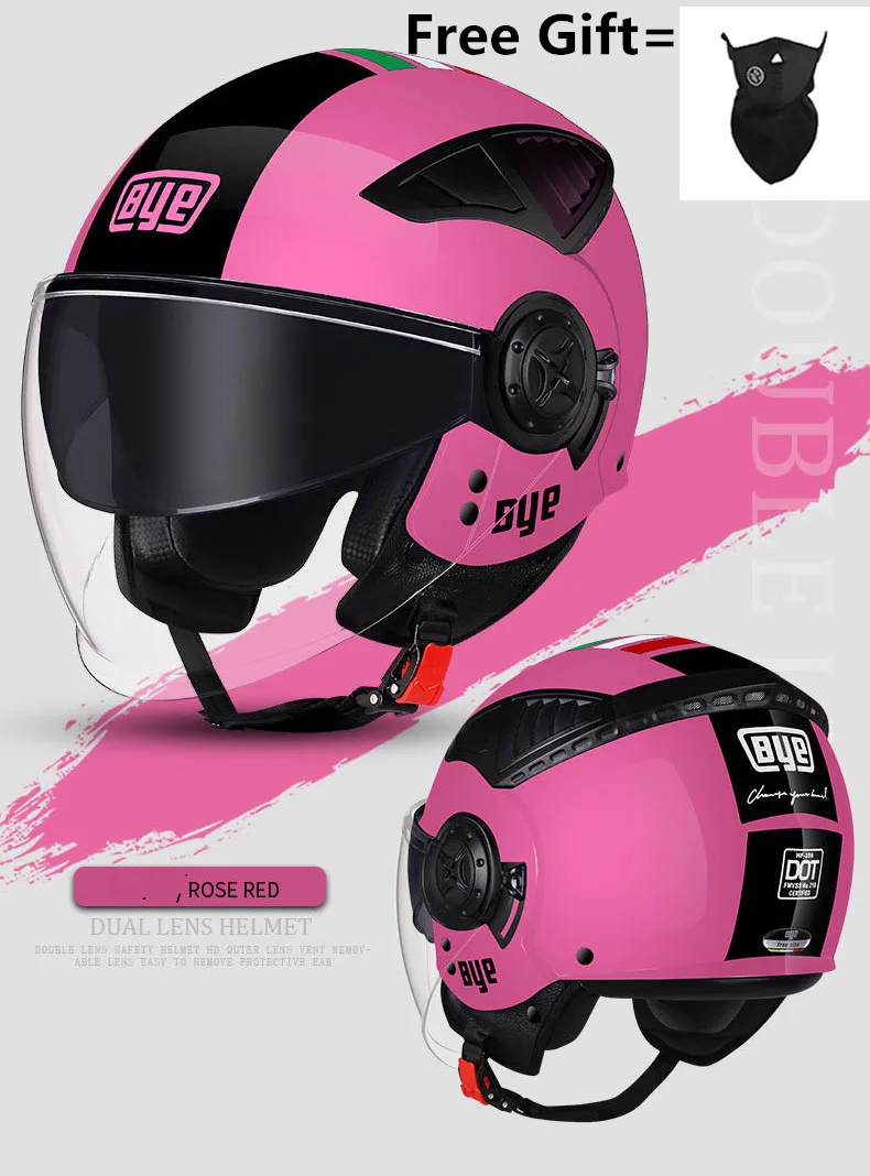 

Pink women New Motorcycle Helmet Safety Helmet Racing Motocross Helmet double lens men helmet DOT ECE Approved