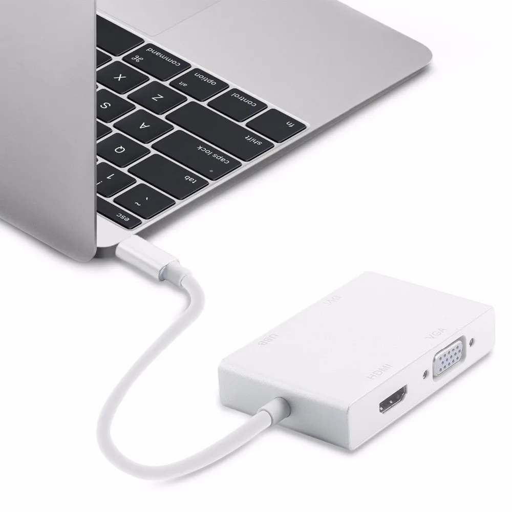 4 в 1 USB 3,1 USB C type C к HDMI VGA DVI USB 3,0 для VGA кабель USB C хаб-конвертер