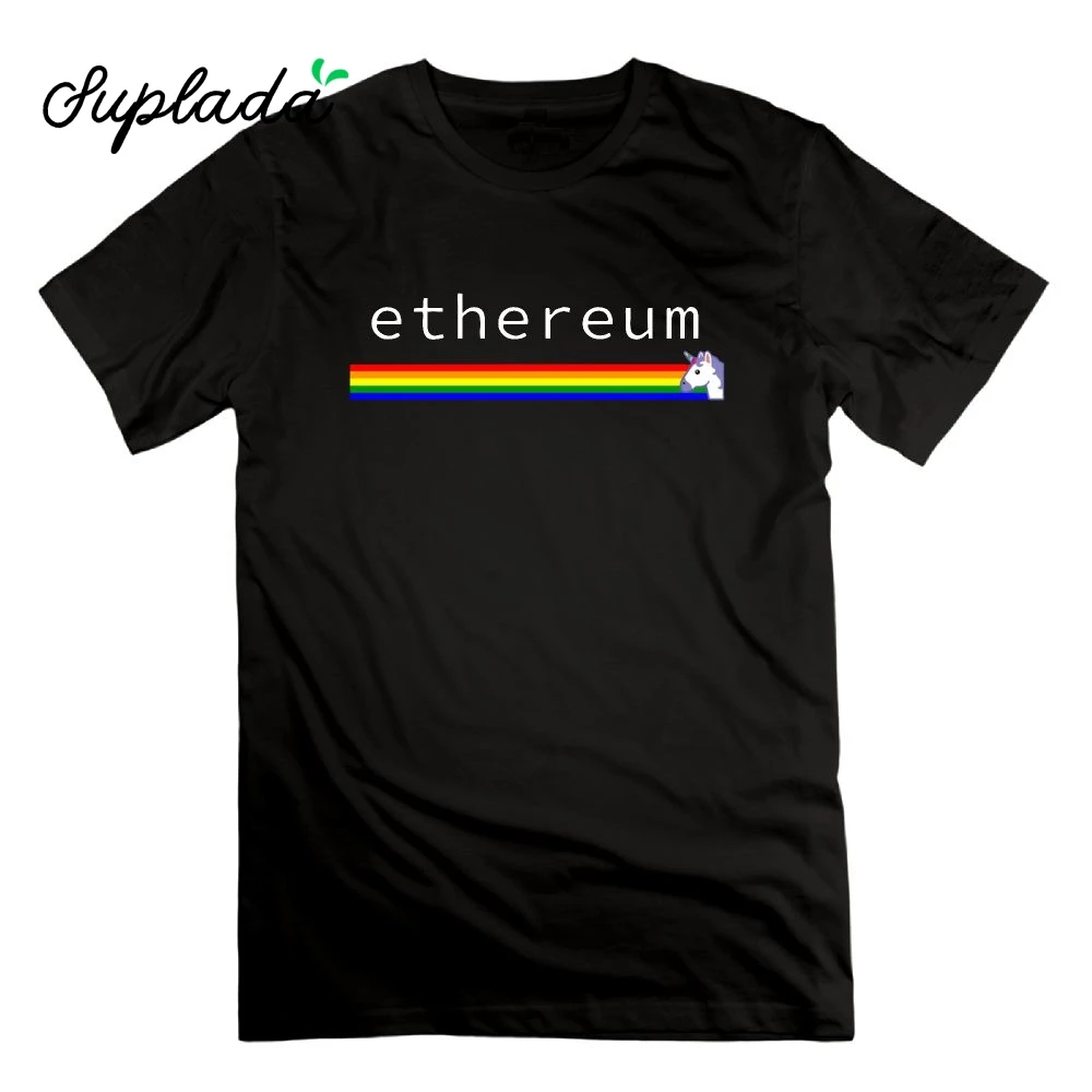Suplada Эфириума единорог Радуга Cryptocurrency футболка забавная летние футболки с