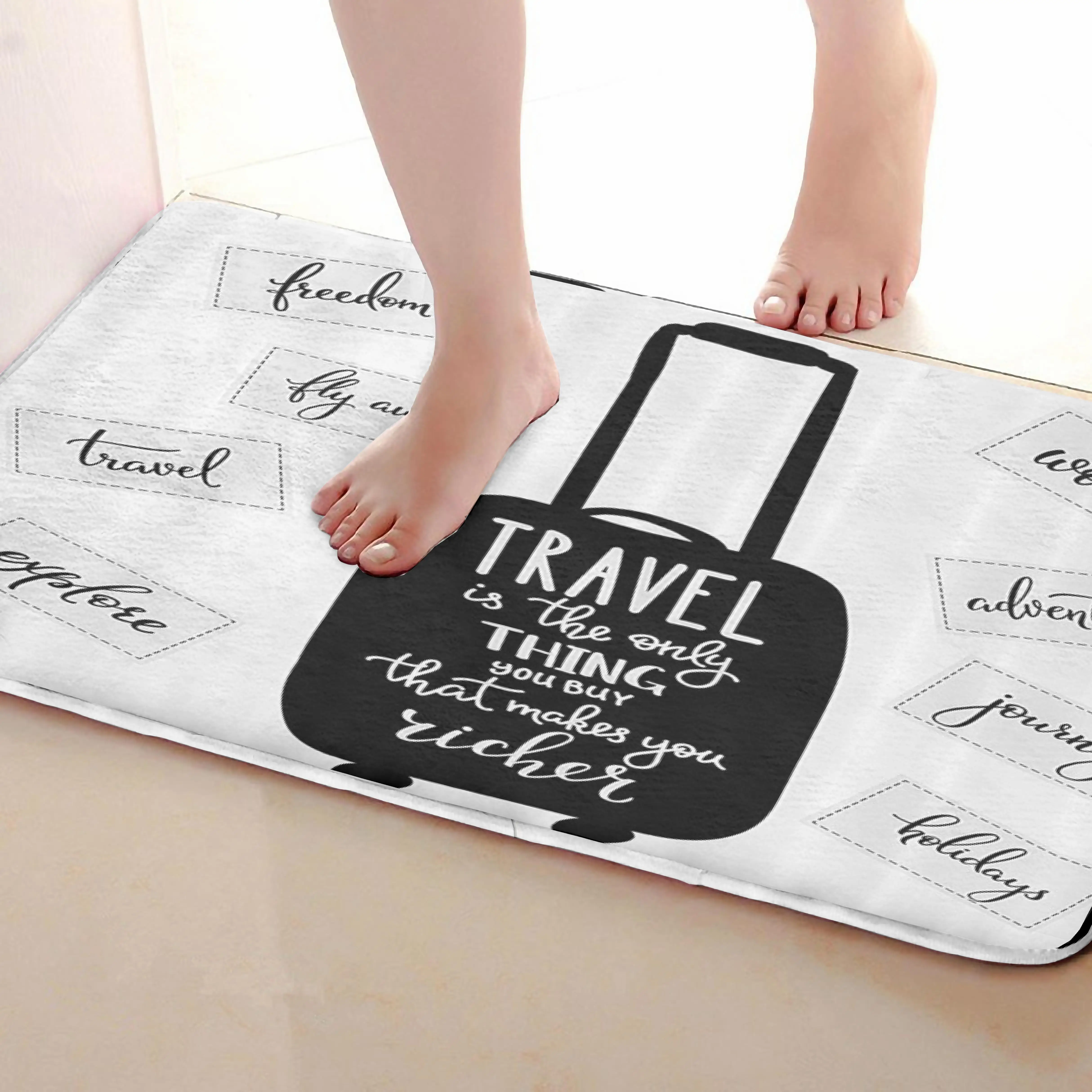 Дорожный Стиль Коврик для ванной комнаты, смешной Противоскользящий коврик для ванной, занавеска для душа s аксессуары, соответствующие вашей душевой занавеске