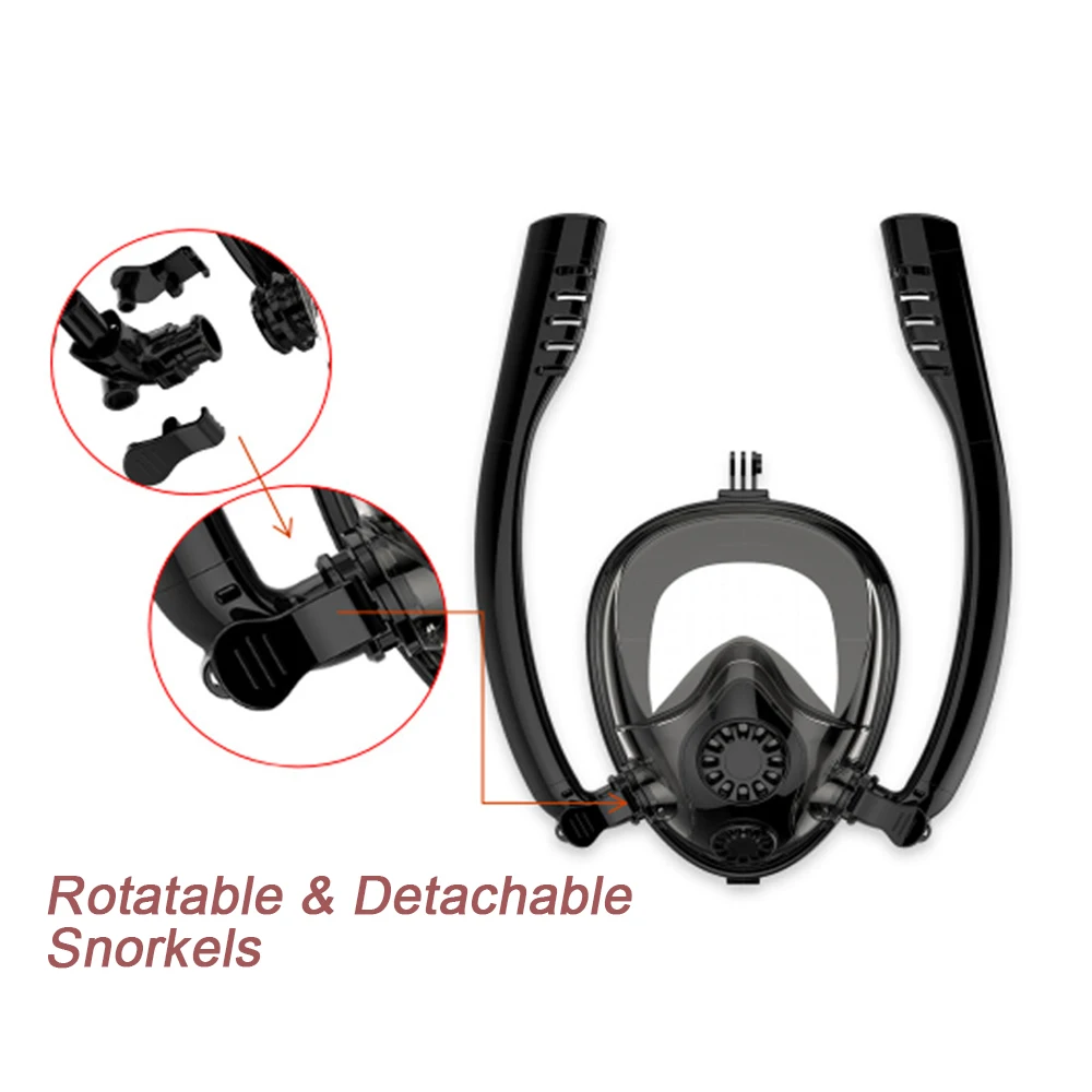 Маска для плавания и подводного плавания для всего лица, оборудование для дайвинга, анти-туман, анти-утечка, двойная дыхательная трубка, очки для дайвинга