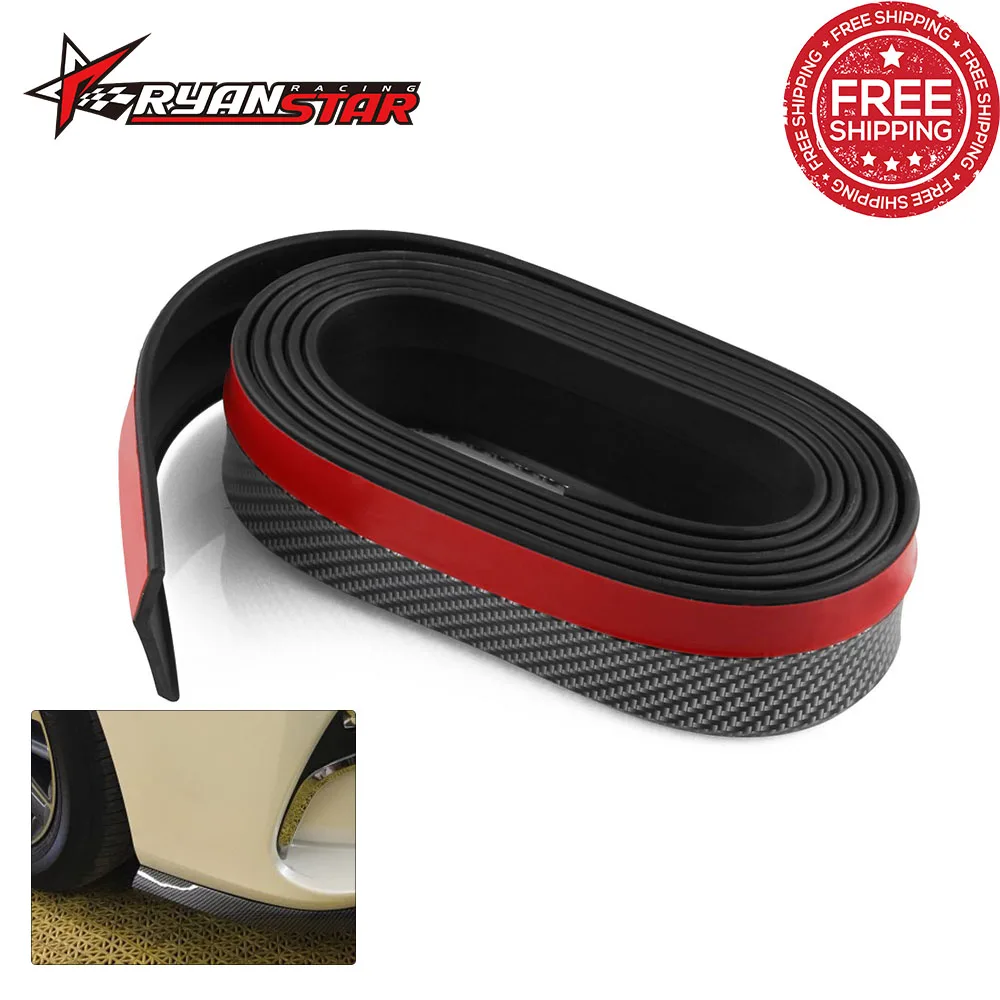 Free shipping Black Soft Carbon fiber Rubber Car bumper Strip 50mm