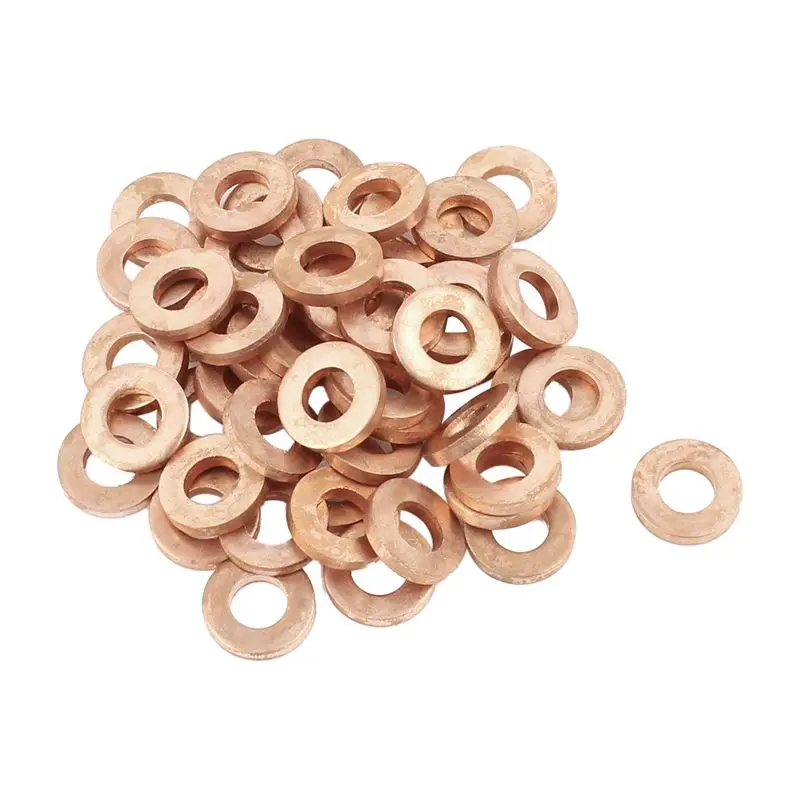 

50PCS 12mm OD 6mm ID 2mm Thick Copper Flat Washer Oil Brake Line Seal