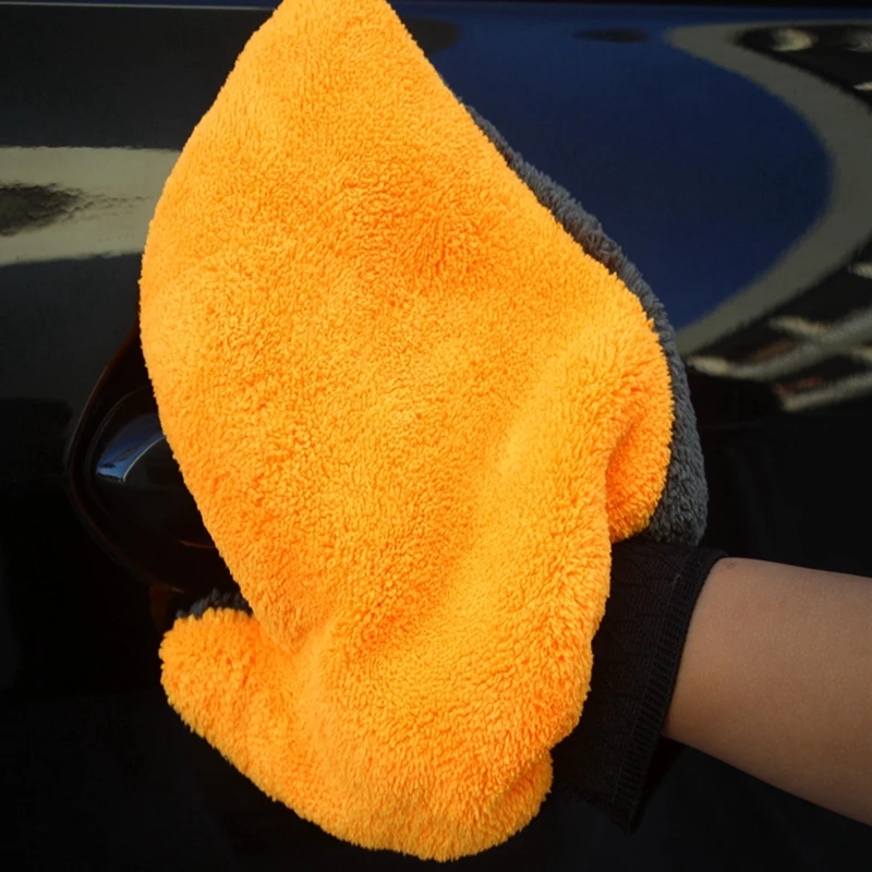 1 new super fiber two-color car wash gloves car wash tools, car care supplies, water-absorbing soft plush car accessories, dust