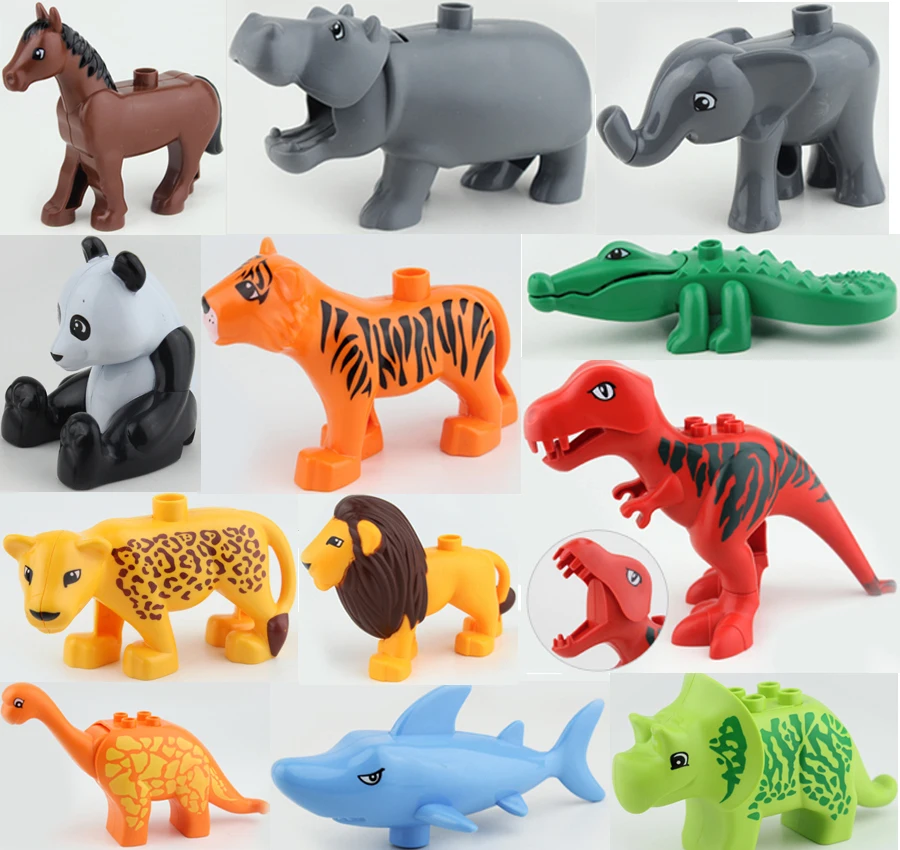 

2019 New 1pcs Farm Animal Big Blocks Gift Kids Toys Compatible LegoINGly Duploe Animals Figure