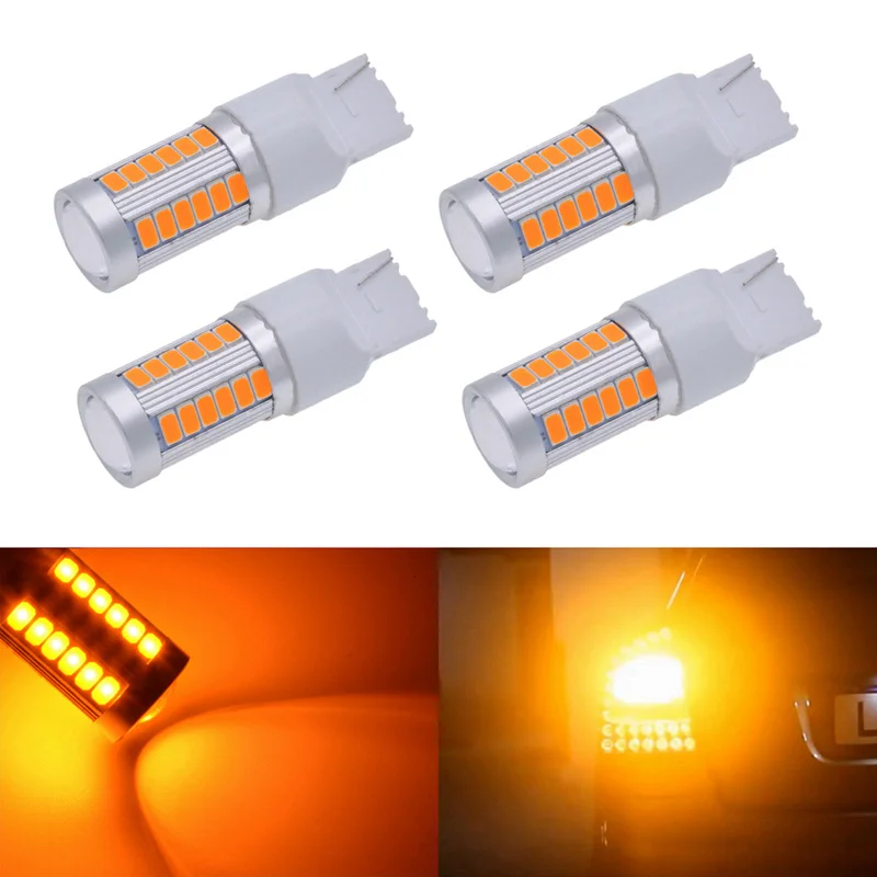 

KATUR 4pcs T20 Size US trade # 7440 WX3 x 16d Base US designation 7440NA Led Bulbs Auto Led for Turn Signal Lights DRL Function