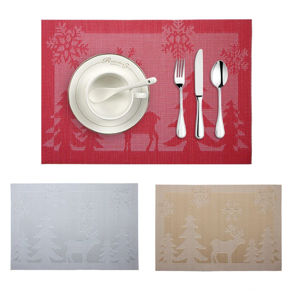

Placemat Christmas Placemat Woven Non-slip PVC Insulation Placemat Washable Table Mats For Kitchen 45cmX30cm Table mat Dropshp