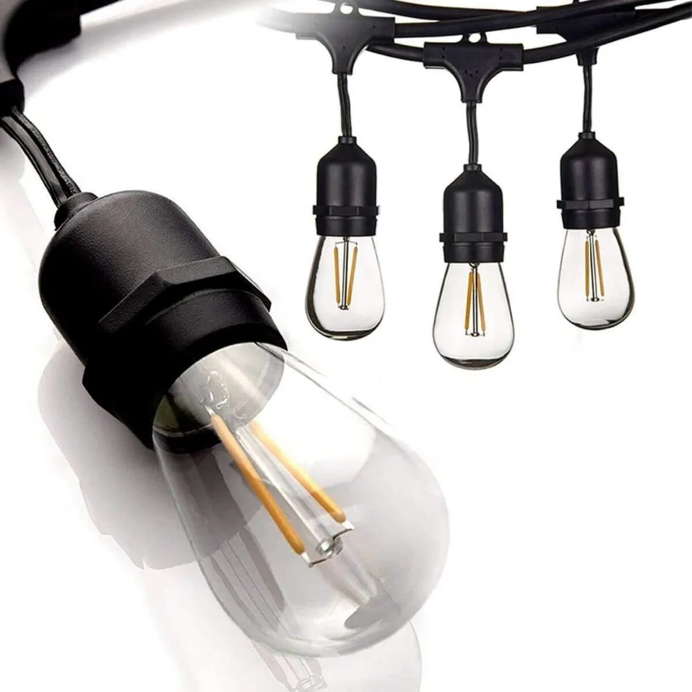  IP65 15M LED S14 String Lights Waterproof E27 Warm LED Retro Edison Filament Bulb Outdoor Street Ga - 32901891095