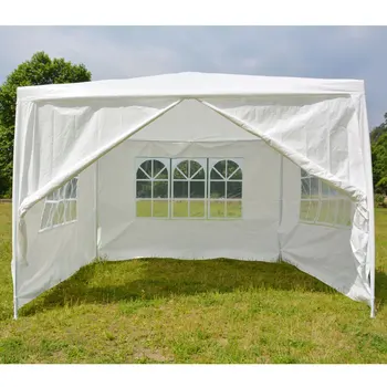 

3 x 3m Four Sides Portable Home Use Waterproof Tent with Spiral Tubes White for Household Wedding Party Parking Shed