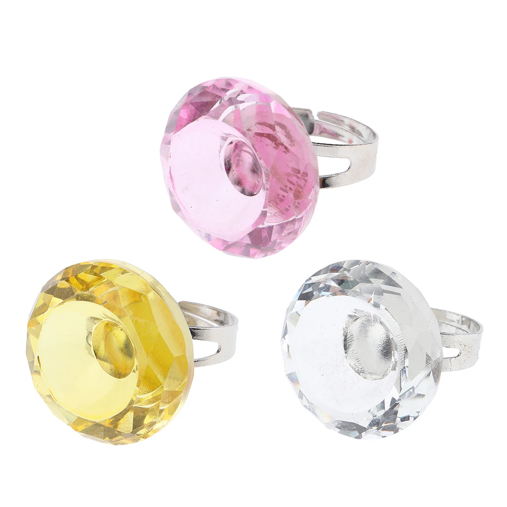 2-in-1 Crystal Ring Pigment Cups Adhesive Holders Lashes Extensions Beauty Tools, Pack of 3pcs