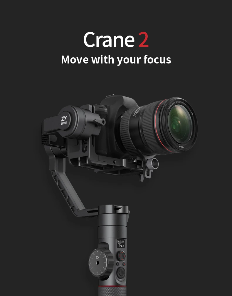 Новые Zhiyun Crane 2 3-осевой портативный монопод с шарнирным замком видео Камера гироскоп стабилизатор для беззеркальная камера DSLR Canon 5D2/5D3/5D4 DHL