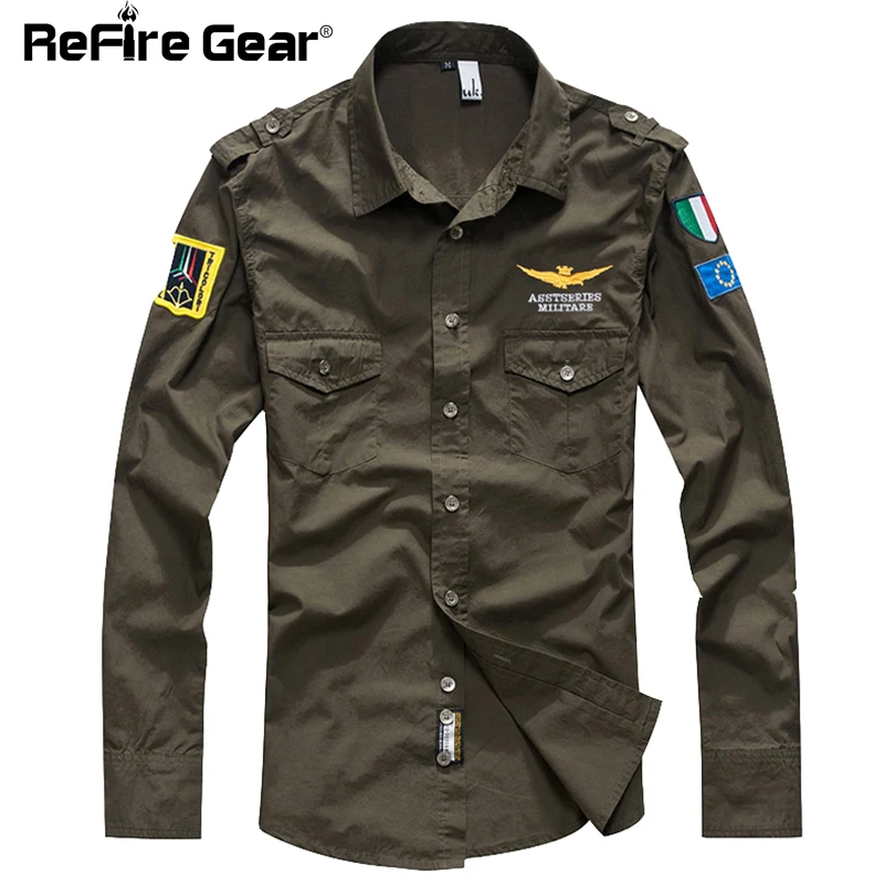 

MA1 Military Air Force Shirts Men Plus Size Embroidery Army Tactical Pilot Shirt Fashion Casual Long Sleeve Uniform Cotton Shirt