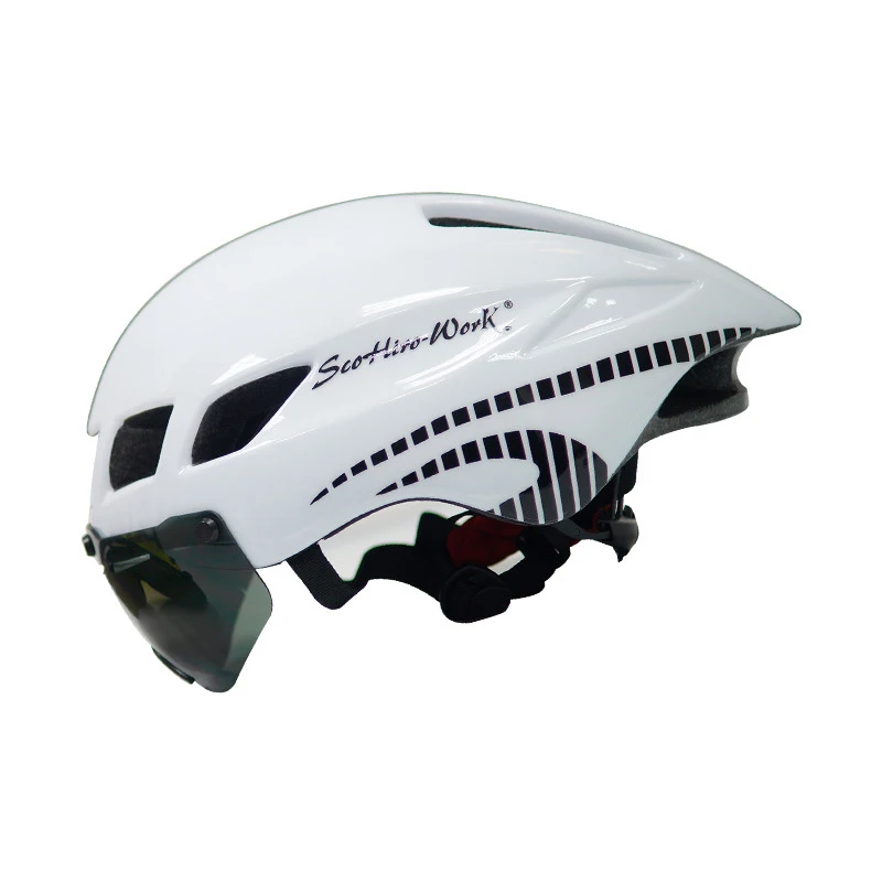 black and white Scohiro funciona Mtb горный велосипед Estrada Capacete da Bicicleta Capacete lente козырек de vidro Ciclismo Cascos Bici MTB Cic - Цвет: black and white