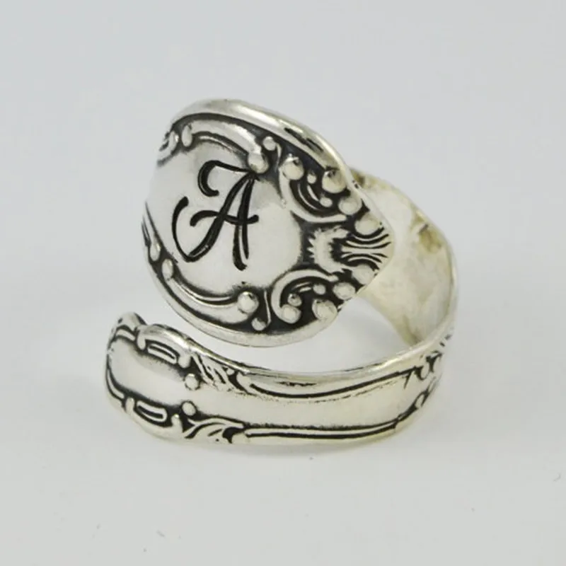 

Drop shipping Hot sale plating ancient silver spoon ring A the adjustable ring restoring ancient ways