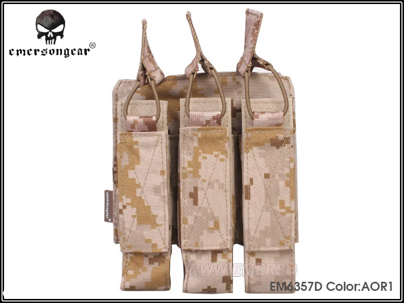 AOR1 EMERSONGEAR модульный тройной чехол страйкбол охота MP7 подсумок Wargame тактические аксессуары Molle Mag Чехол Мультикам EM6357 - Цвет: AOR1