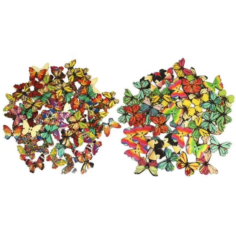 

50pcs Wooden Butterfly Sewing Buttons DIY Knitting Garment Clothes Decor