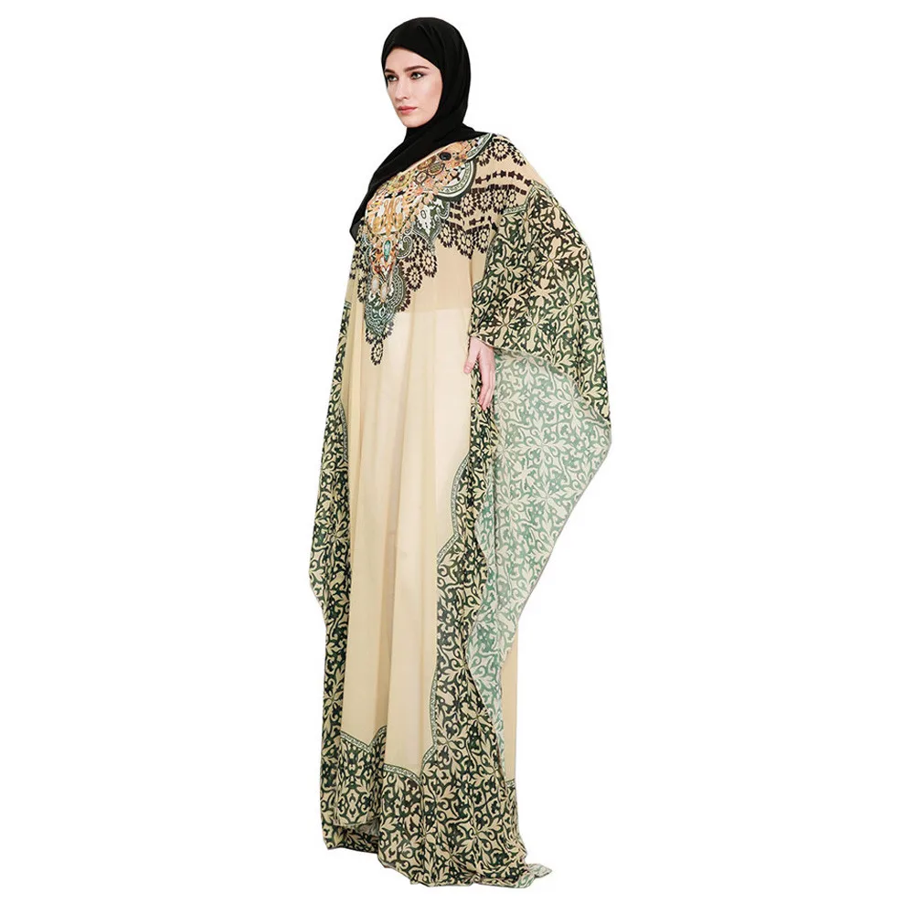 ОАЭ Abaya Дубай Кафтан Малайзия гофрированные мусульманские женщины печать легкая