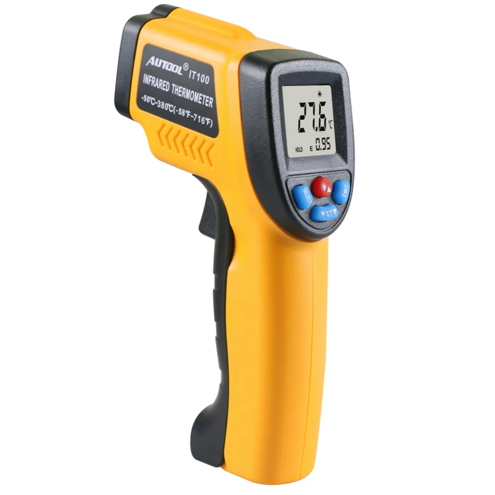 

Infrared thermometer non-contact LCD Display Infrared Digital C/F Selection -50~380 degree(-58~716F) AUTOOL IT100 Same As GM320