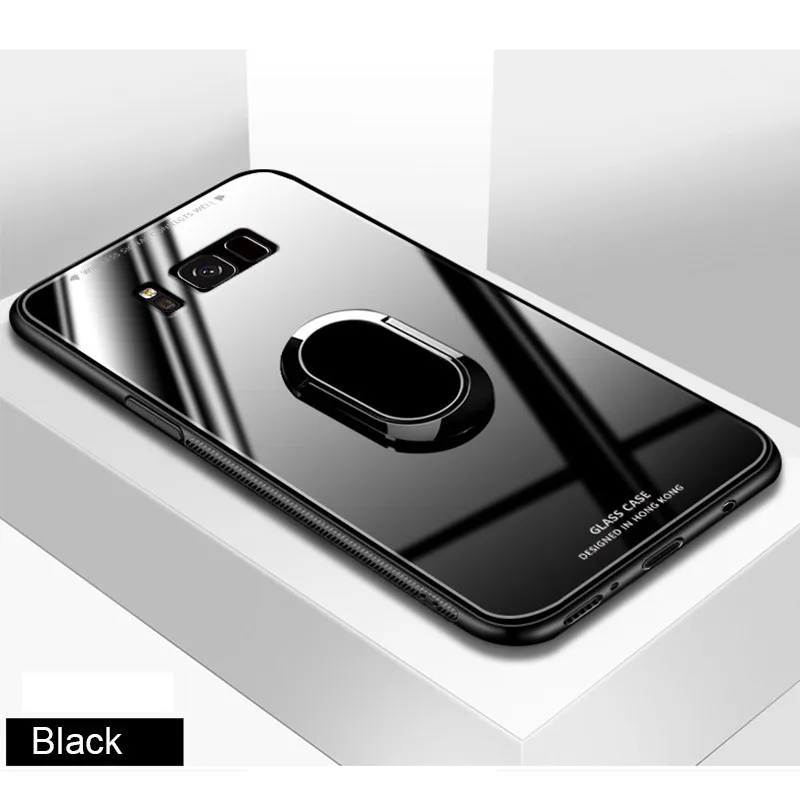 Закаленное Стекло Магнитный чехол для samsung Galaxy Note 10 плюс Note10 9 8 S10+ S10 S10e S9 S8 плюс S7Edge A8 A6 A9 A7 крышка - Цвет: Black