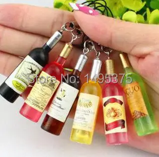 

1000pcs/lot New Mini Red Wine Bottle Keyring Key Ring Keychain for mobile phone keychain