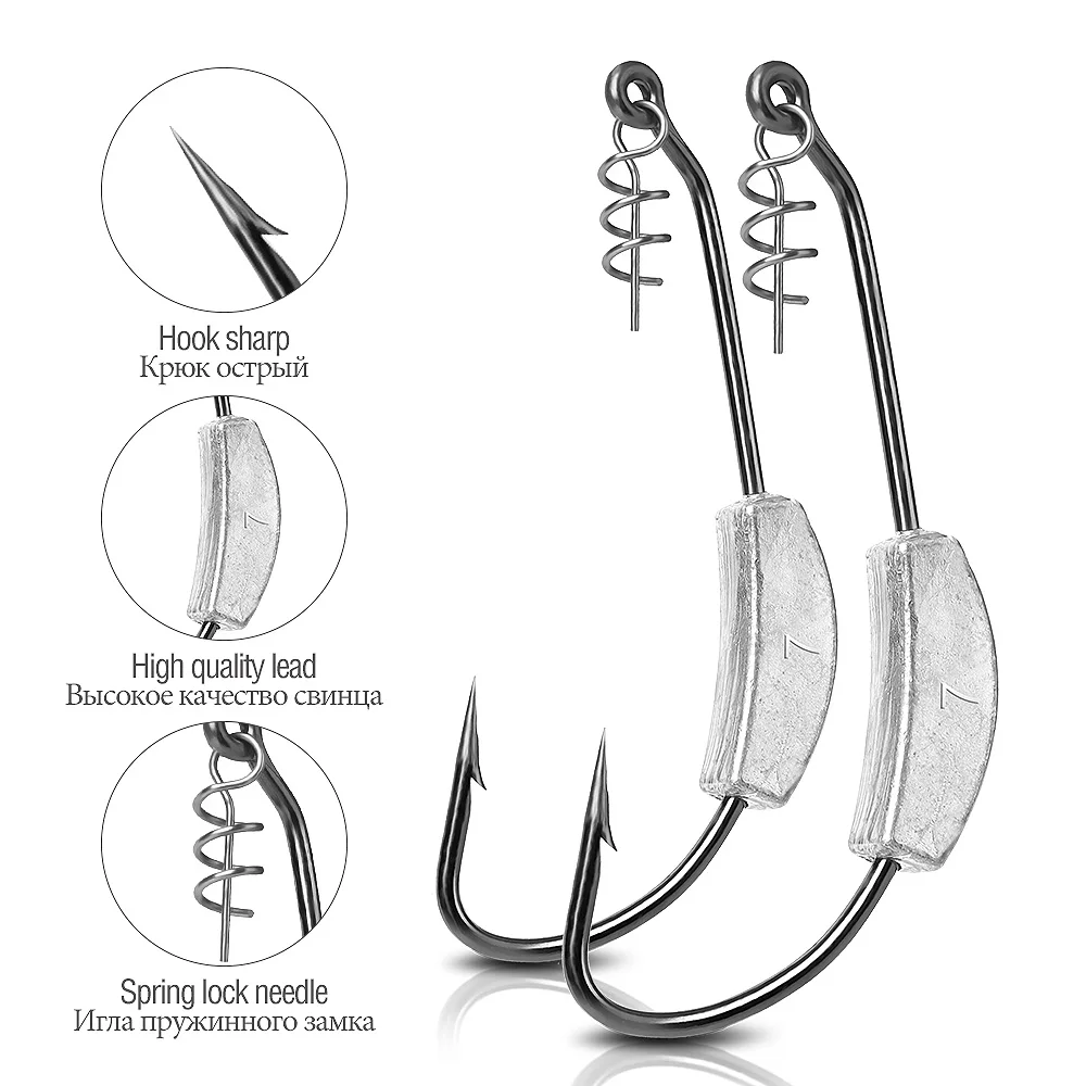 DONQL 25 шт./компл. широкая заводная рукоятка для рыболовных крючков приманка со свинцовым Смещение крючки для мягкие приманки 2g-7g колючие рыболовные снасти