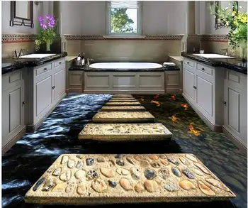 

Home Decoration 3d wallpaper pvc 3D floor slate road wallpaper for floor bathroom waterproof wallpaper