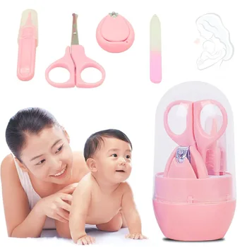 

4PCS Baby Nail Scissors Set Lovely Nail Clippers Trimmer Blue Pink Nail Safety Scissors Nail Shell Shear Manicure Set Baby Care
