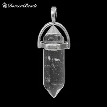 Перидот белый кварц Камень Кристалл Подвески чакры карандаш тускло-серебристый цвет прозрачный 4,1x1,4 см(1 5/" x 4/8")-3,7x1,3 см