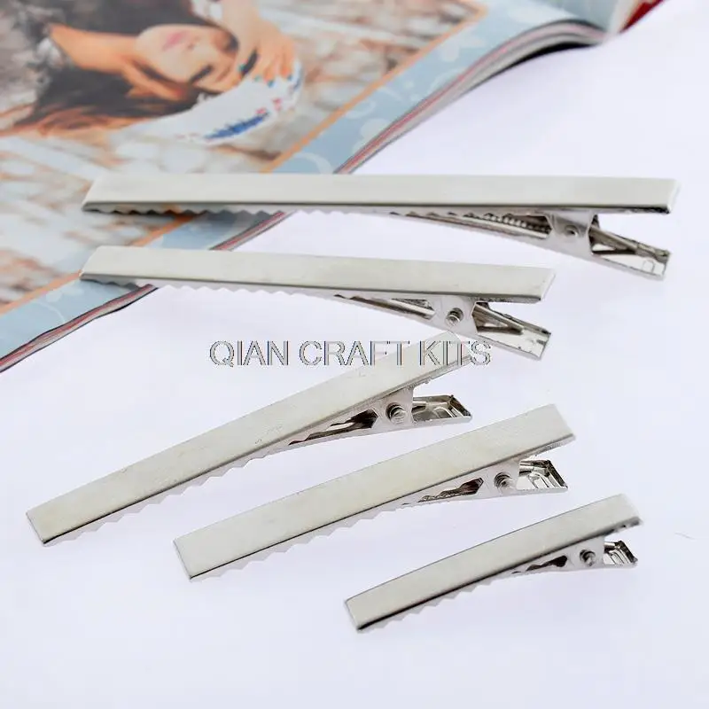 

200pcs mixed sizes sampler set silver tone Hair Clips single Prong Teeth Alligator Pinch clips hair pins 20mm-75mm random mix