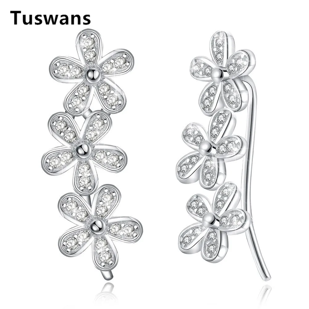 

Simple Multi Flower Elegant 925 Sterling Silver Stud Earrings For Women Fashion Zircon Plant Modeling Jewelry Birthday Gifts