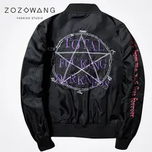 Zozowang 2017 new solid letter Five-pointed star Embroidery loose bomber jacket men zipper streetwear air force pilot coat men