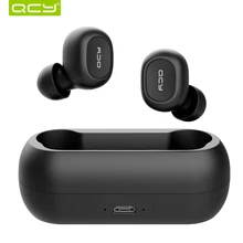 QCY T1C Мини Bluetooth наушники с микрофоном Беспроводные спортивные наушники с шумоподавлением гарнитура и зарядная коробка