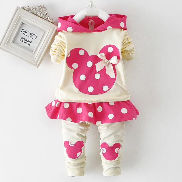 New autumn Baby girls clothing set cartoon minnie mouse children's wear