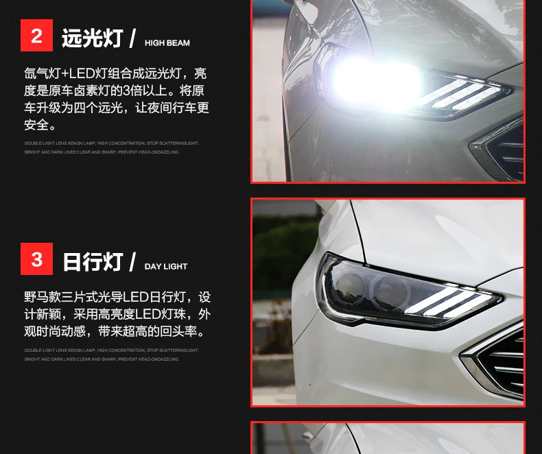 Автомобильный Стайлинг для Ford Mondeo Fusion фары Mondeo светодиодный фонарь DRL Hid биксеноновые фары объектив вспышка прямые желтые поворотные