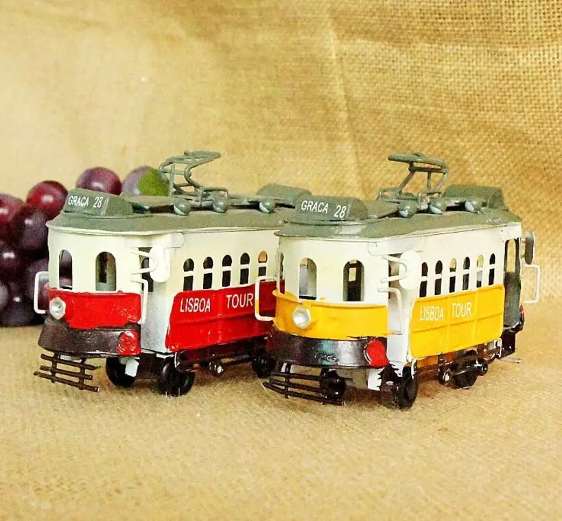 

classic vintage retro LISBOA TOUR Tramcar bus hand-made craft metal model for home coffee bar ornaments decoration