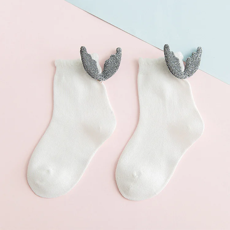 BalleenShiny/короткие носки с маленькими крылышками милые Креативные носки принцессы для новорожденных хлопковые детские мягкие новые милые носки - Цвет: Белый