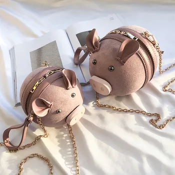 

Cute Bag 2019 Trendy Piggy Bag South Korea Single Shoulder Handbag PU Bag Mini Shoulder Message Bag Skew Bag 16Types