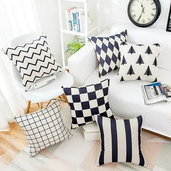 

New Oct. Home Textile Fashion Simple Style Geometric Patterns Cotton Linen One-sided Two-sided Square Pillow Case Gifts #41466
