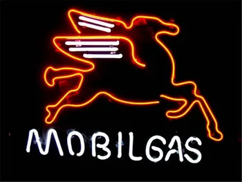 

NEON SIGN For MOBIL GAS & OIL Signboard REAL GLASS BEER BAR PUB display RESTAURANT outdoor Light Signs 17*14"
