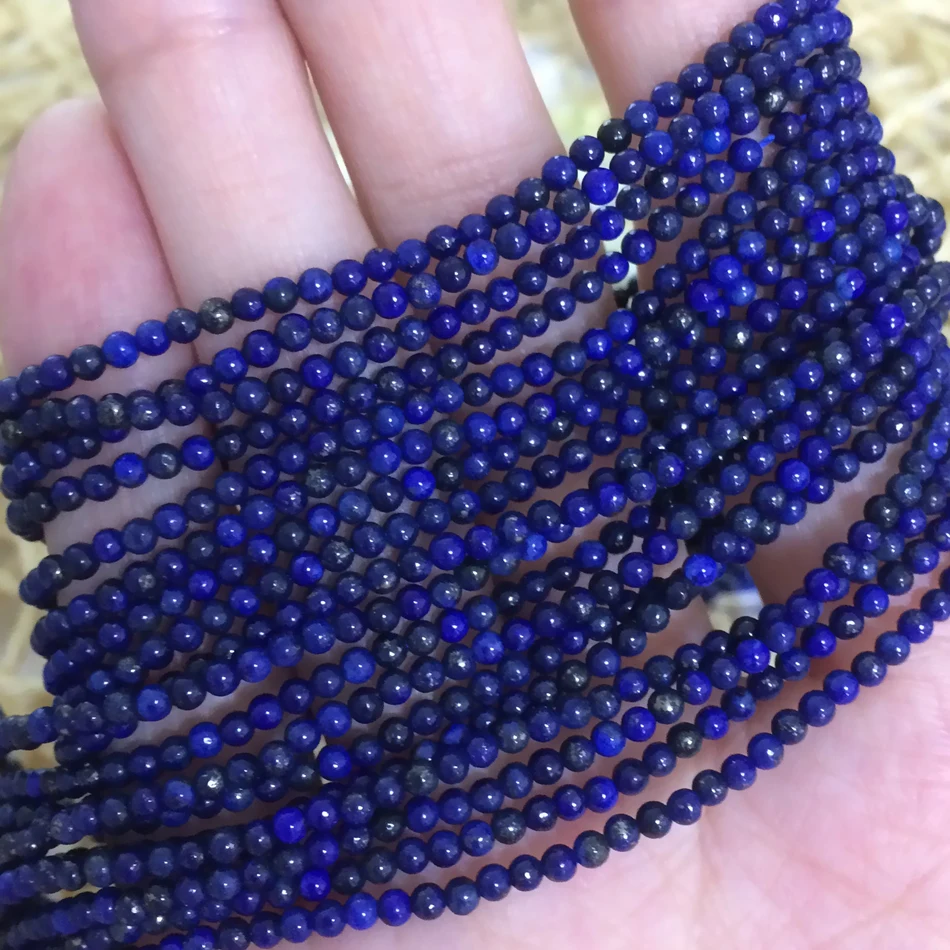 

Natural lapis lazuli blue stone 2mm 3mm unique round loose beads stones diy spacers accessories jewelry making 15 inch B440