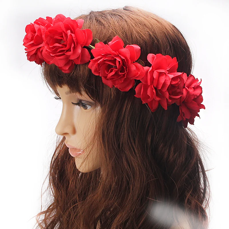 M MISM Woman Faux Flower Wedding Garland Headband Hair Accessories